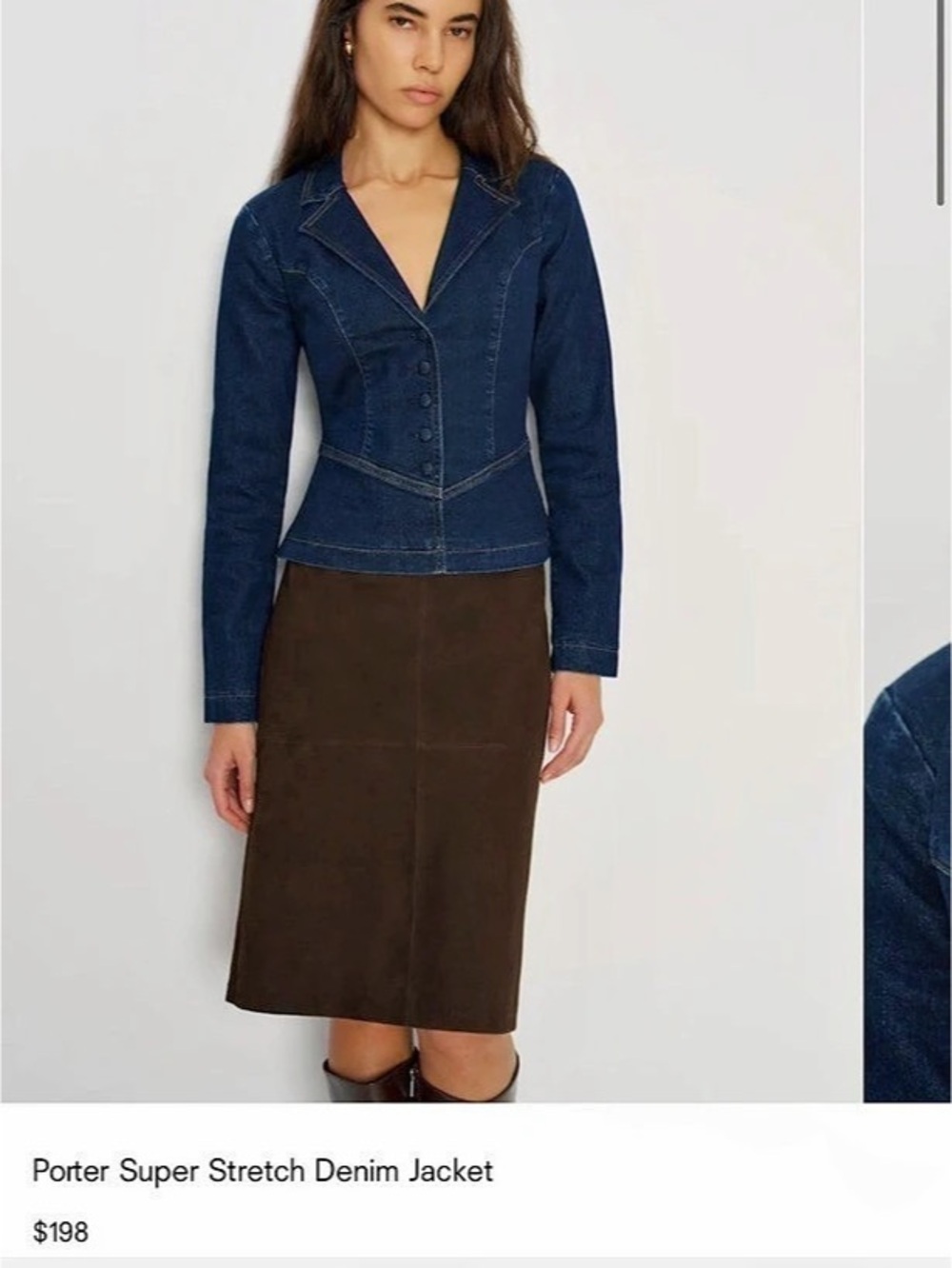 Reformation Porter Super Stretch Denim Jacket Denim Jacket in Blue Size Medium
